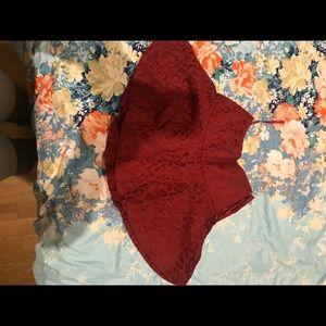Red print skirt